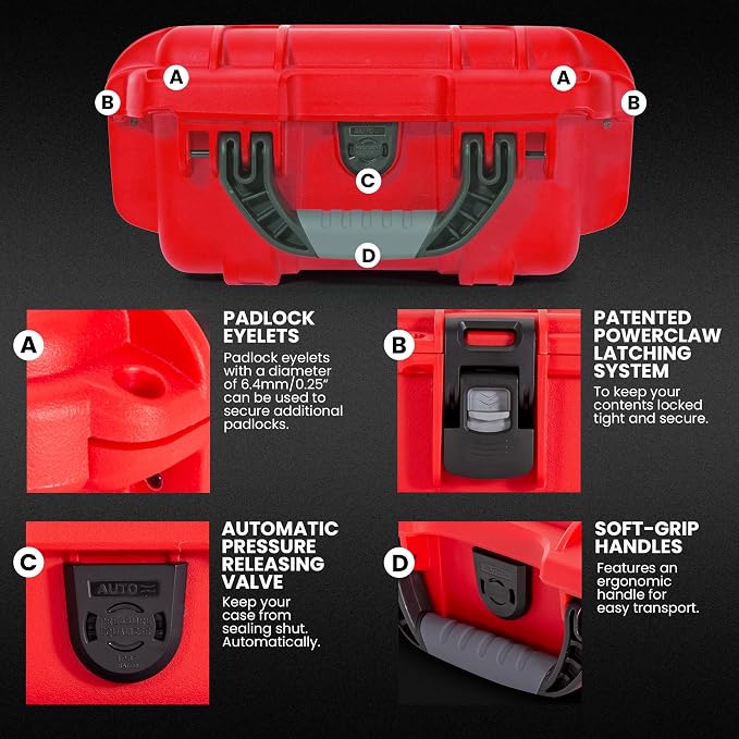 NANUK 905 Waterproof First Aid Case Empty – Durable, Medical First Aid Organizer Case, IP67-Rated, Dustproof, Impact-Resistant, and Floats (9.4" x 7.4" x 5.5") – Red