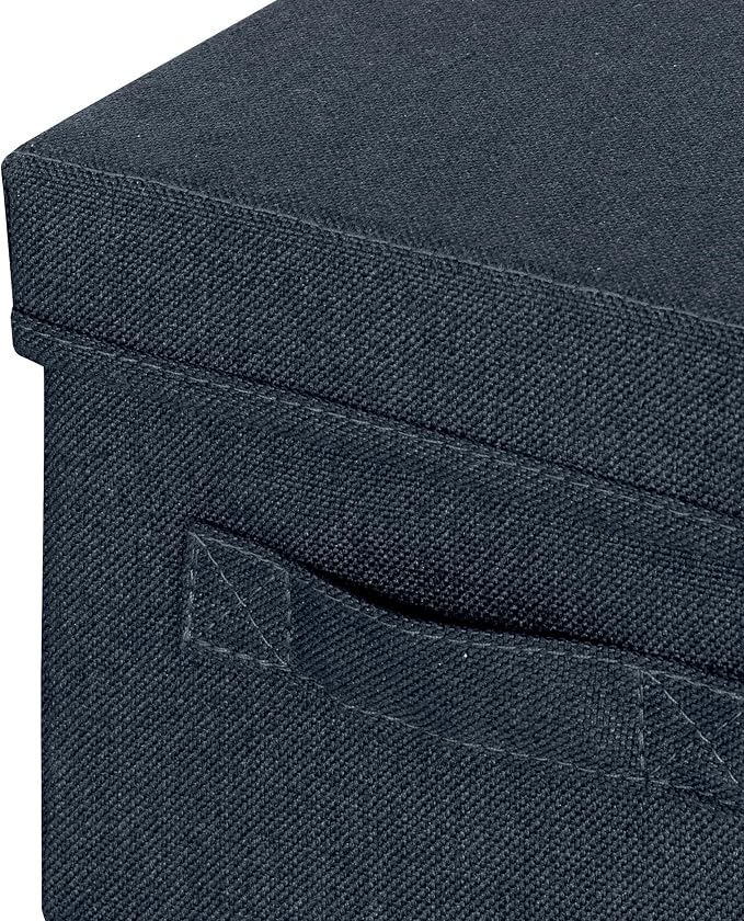 Leitz Fabric Storage Box with Lid, Set of 2 Cube Storage Unit Boxes, Foldable Fabric Ottoman Storage Organiser Box, Velvet Grey, Small, 61460089