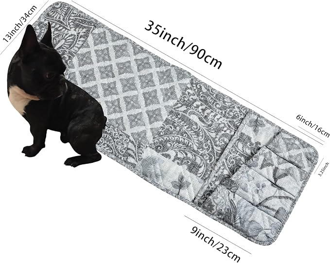 Brilliant Sunshine Grey Flowers Patchwork Couch Armrest Cover, 35"×13" | Washable Magazine Holder, Armrest Organizer & Caddy on Sofa, Recliner, Armchair, Storage for Remote Controls, Phone, iPad