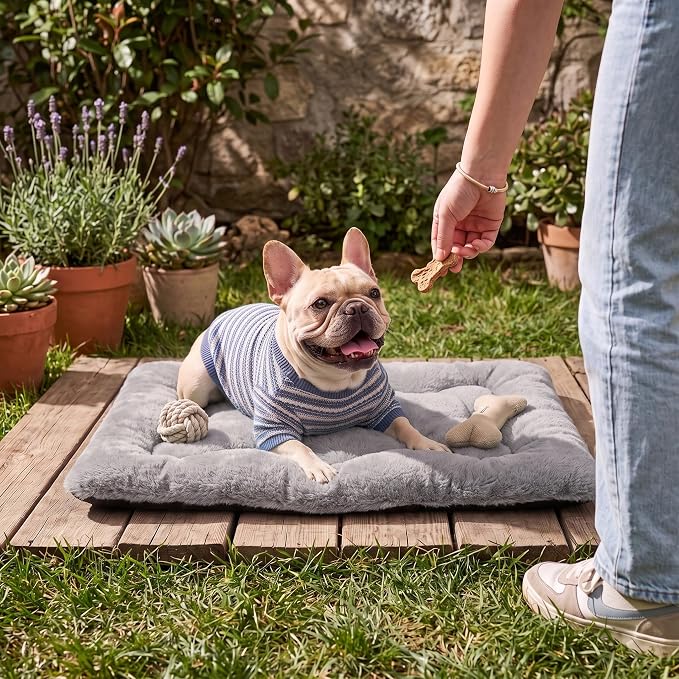 Dog Bed 30" for Metal Crate Pad, Washable Kennel Mat for Medium Dogs & Pets | Soft faux rabbit fur, non-slip,machine wash/dry, plush cushioning, for crates, floors & travel, multiple sizes for all breeds