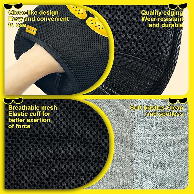 Upgraded Pet Hair Removal Glove: Static Cleaning Design Efficiently Removes Cat Dog Hair from Clothes Sofas Carpets Car Seats Reusable Fabric-Safe Suitable for Pet Owners at Home Travel