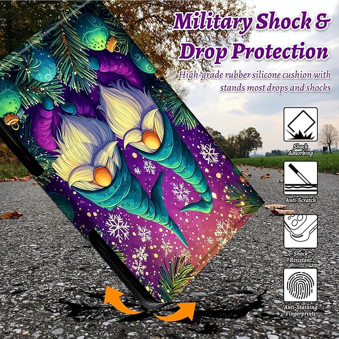 Rotating Handle Case for Samsung Tab S10 Ultra 2024/Galaxy S9 Ultra 2023 14.6", 360 Degree Swivel Kickstand with Magnetic Closure Shockproof Leather Protective Cover, Hat Snowflake Old Man