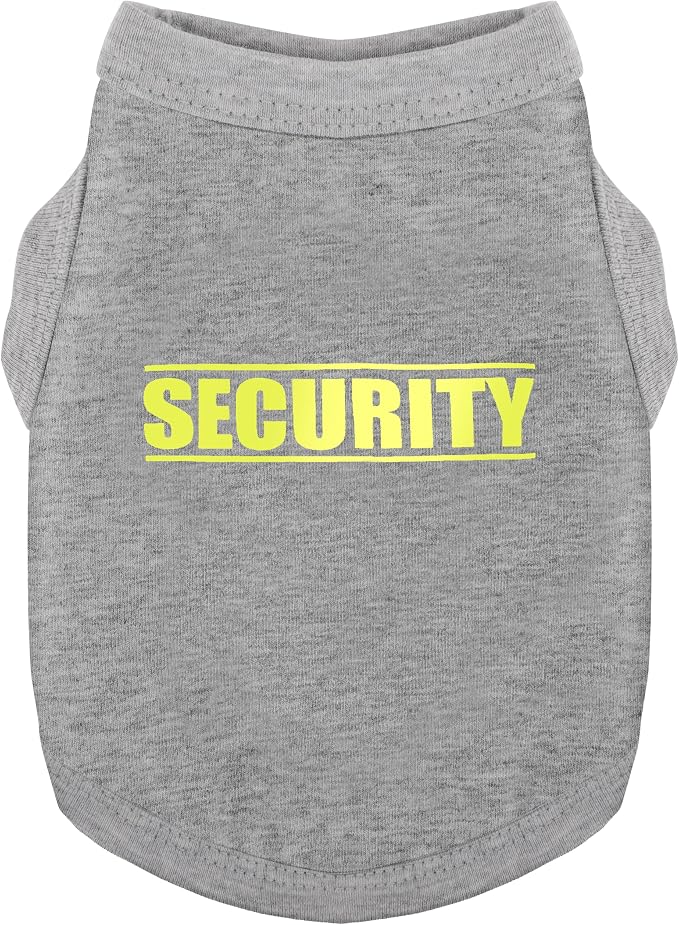 Discover Cozy Cotton Canine Wear: Soft, Lightweight, and Breathable Dog Shirt Vest with Eye-Catching Graphics(Security), Keeping Your Furry Friend Warm and Comfy! Grey XXS