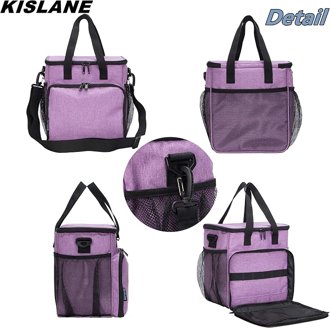 Pet Grooming Storage Bag, Organizer for Dog & Cat Supplies (Purple) | Roomy tote organizes cat and dog grooming tools. Tools not included. Multiple pockets.