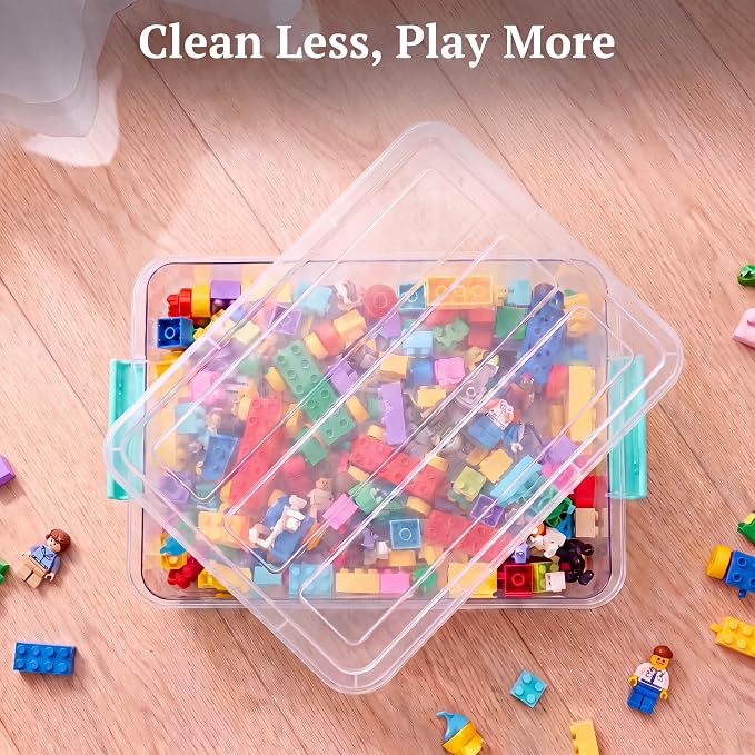 AREYZIN 6 Qt Clear Storage Bins with Lids,Stackable Plastic Storage Containers with Secure Latches,Multi-Purpose Classroom Storage Organizer for Craft Supplies,Paper & Office Stationery,6 Pack