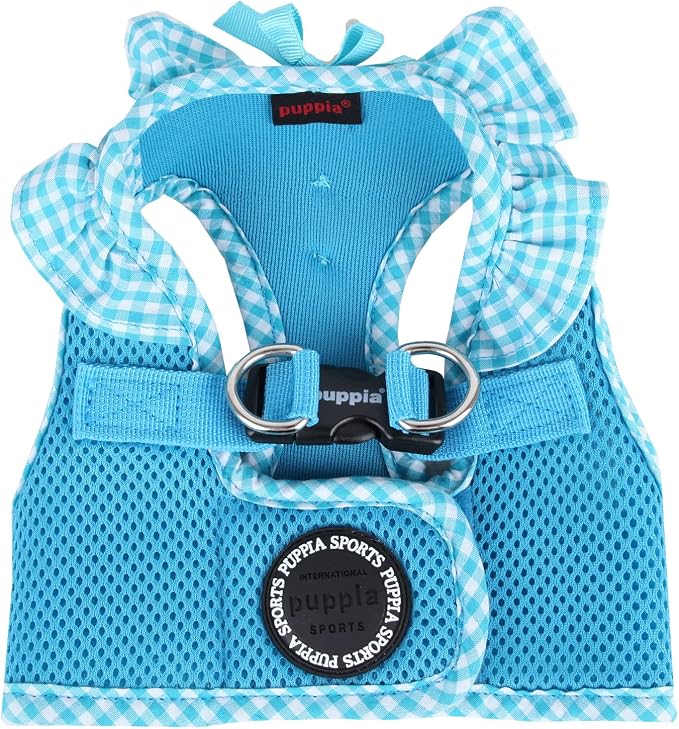 Puppia Vivien Vest Dog Harness Step-in All Season Mesh Cute No Pull No Choke Walking Training for Small Dog, Sky Blue, Large
