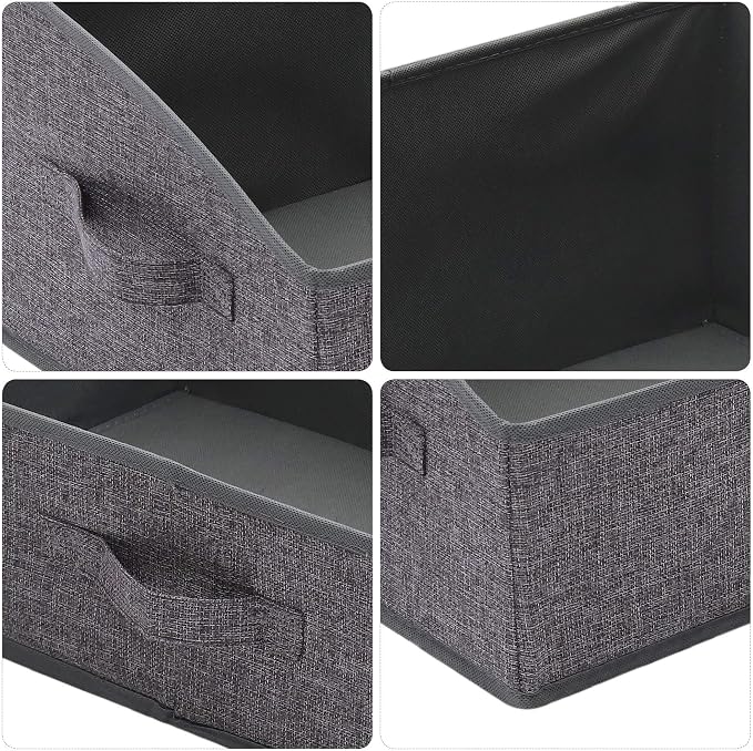 TENABORT 5 Pack Trapezoid Large Foldable Closet Storage Bins with Handle, Fabric Storage Organizer Cube Cloth Containers Linen Box Shelf Baskets for Clothes Clothing Shelves Wardrobe
