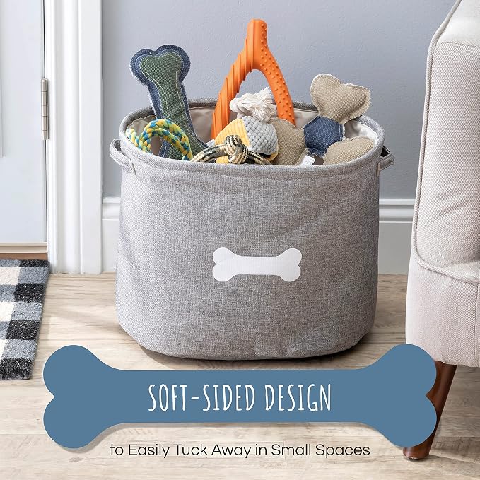 Park Life Designs - Dog Toy Storage for All Pets, Including Cats, Puppies, and Kittens (Capri, Gray, White Bone)