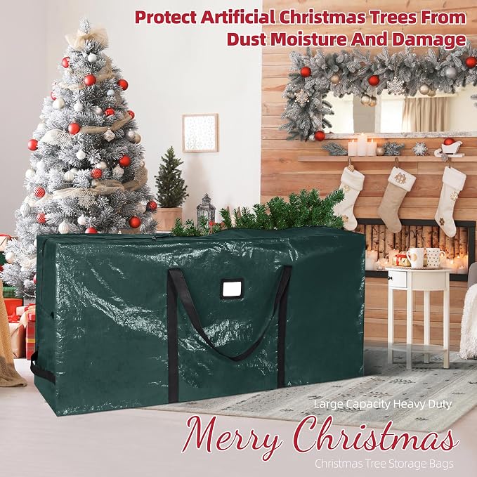 Large Christmas Tree Storage Bag Heavy Duty 9 Ft (Green) | Protects From Moisture & Dust, Holiday Storage, Alternative To Tree Storage Box