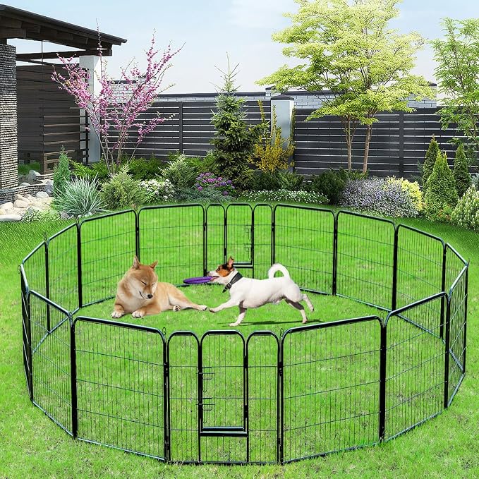 BestPet | Dog Playpen | 40", 16 Panels | Heavy Duty Metal Pet Exercise Pen | Indoor/Outdoor Fence Panels | Rust-Resistant, Removable, Tool-Free Setup | Anti-Skid, Expandable Design