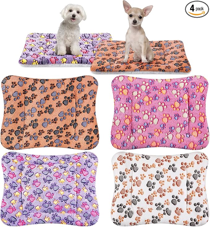 4 Pack Soft Pet Bed Mat Small Dog Crate Fleece | Tuanse Soft Pet Beds Mat Small Dog Crate Fleece,23 X 18 Inches,Vivid Color