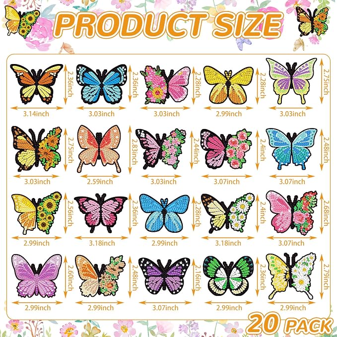 Umigy 20 Pcs Butterfly Diamond Painting Magnets Butterfly Diamond Art Stickers Refrigerator Painting Kits for Christmas Fridge Stickers(Butterfly)