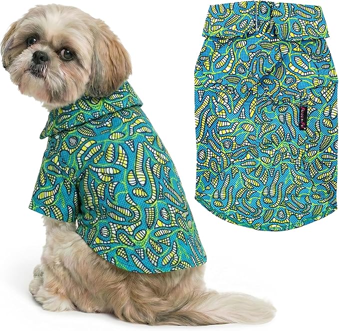 Parisian Pet Tribal Leaves Dog Shirt - Cotton Clothes for Medium Dogs - Stylish Tropical Dog Outfit - Lightweight and Soft Puppy Clothes - Trendy Tshirts for Dogs - Comfortable Summer Camp Pet Apparel