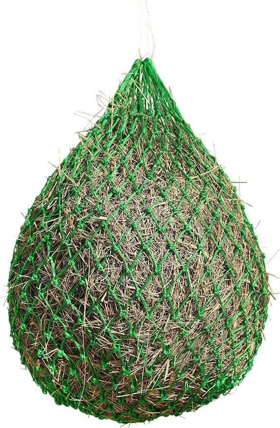 Harrison Howard Slow Feed Hay Net for Horses, 40 Inch Hay Bag Holds 1–2 Flakes, 2 Inch Mesh Durable Hanging Feeder for Stable, Pasture & Livestock-Grass Green