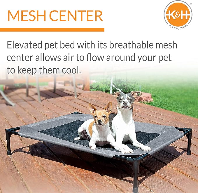 K&H Outdoor Elevated Dog Bed, Cooling Raised Dog Bed, Medium 32x25in, Gray