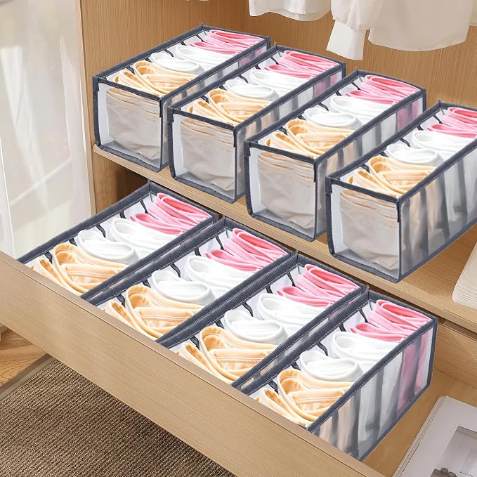 Drawer Organizer Clothes, Drawer Organizer for Clothing, Closet Organizers & Storage, Drawer Dividers for Clothes, Mesh Separation Box for Thin Jeans, Trousers, T-shirts, Skirts