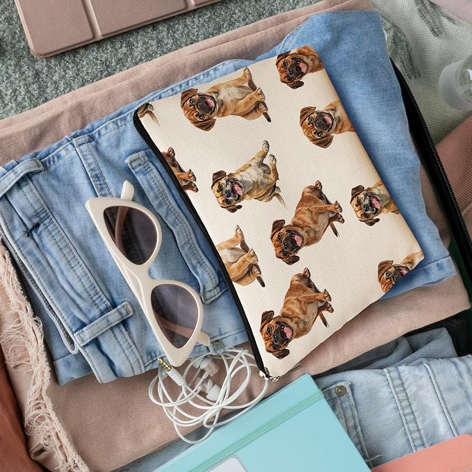 Puggle Dog Makeup Bag, Puggle Lovers Gifts Cosmetic Bag for Women, Dog Mom Lovers Owner Gifts for Women Christmas, Pet Lover Gift Zipper Travel Makeup Pouch for Purse