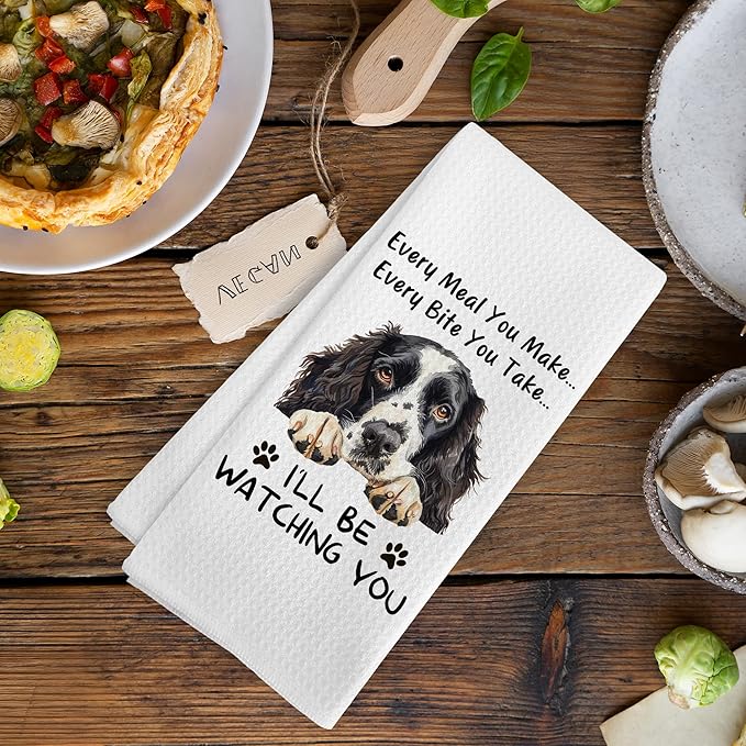 Funny English Springer Spaniel Dog Kitchen Towels Decor, English Springer Spaniel Dog Gifts for Women Men, Every Meal You Make Every Bite You Take Dish Hand Tea Towels for Kitchen, 16x24Inch