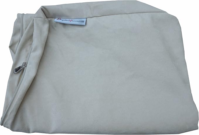 Dogbed4less Medium Memory Foam Dog Bed Pillow with Orthopedic Comfort, Waterproof Liner and Khaki Microsuede Pet Bed Cover 37X27 Inches