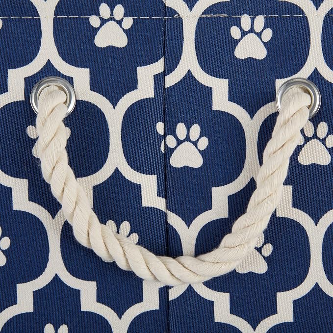 Bone Dry 6192 Pet Storage Collection Lattice Paw Print, Medium Round, Nautical Blue