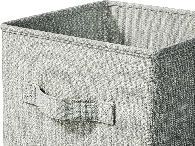 LayerSpace 4 Pack Foldable Fabric Closet Storage Bins, 11Inch Organizer Cubes with Handles, Linen Storage Boxes for Clothes, Toys, Books and Home Organization,Gray | Thickened Rigid PP Panels, Cotton-linen Shelf Baskets, Measure 11"L x 11"W x 11"H for ...