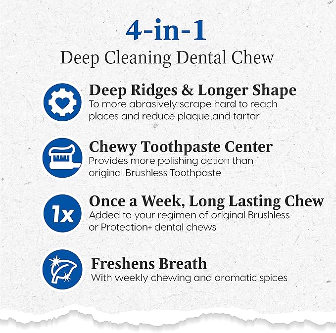 Ark Naturals Extreme Clean Brushless Toothpaste for Large Breeds, 18 oz Bag, Long-Lasting Dog Dental Chew with Toothpaste Center, Freshen Breath, Reduce Plaque & Tartar