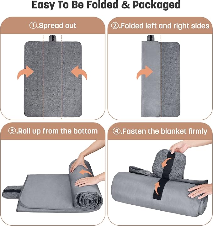 Tirrinia Waterproof Outdoor Blanket with Sherpa Lining, Windproof Foldable