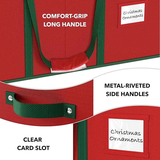 Simple Houseware 128 Christmas Ornament Storage Box with Adjustable Divider | Heavy-Duty