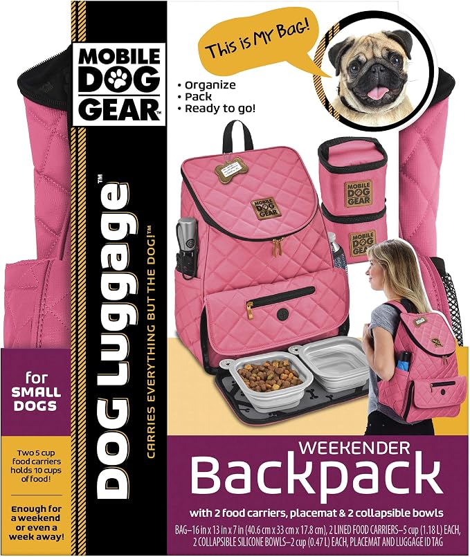 Mobile Dog Gear, Weekender Backpack, One Size, Meets Airline Regulations, Pink