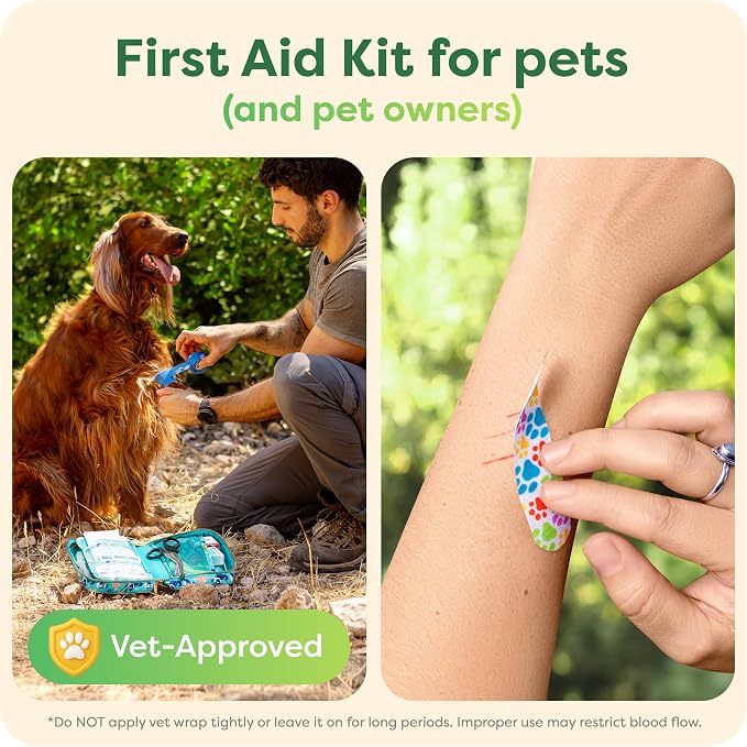 KeepGoing Pet First Aid Kit for Dogs & Cats, 99 Pc. Travel Emergency Kit | Dog & Cat Travel Accessories for Car, Camping & Hiking, Pet Essentials & Supplies