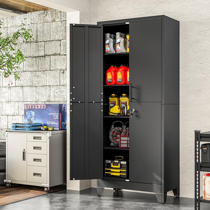 70.86" Metal Storage Cabinet for Garage, Tool Cabinet, Utility Cabinet