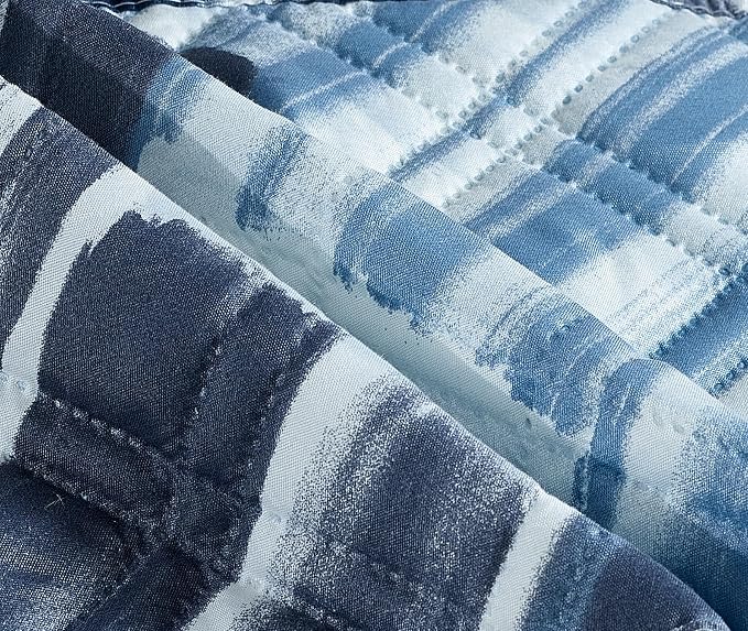 Brilliant Sunshine Blue Grey Stripes Couch Armrest Cover, 35"×13" | Washable Magazine Holder, Armrest Organizer & Caddy on Sofa, Recliner, Armchair, Storage for Remote Controls, Phone, iPad