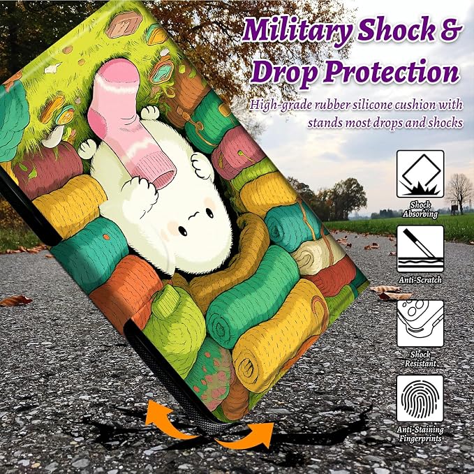 Rotating Handle Case for Samsung Galaxy Tab A11 Plus 2026/A9 Plus 11" 2024, 360 Degree Swivel Kickstand with Magnetic Closure Shockproof Leather Protective Cover for Women Men, Sock Pet
