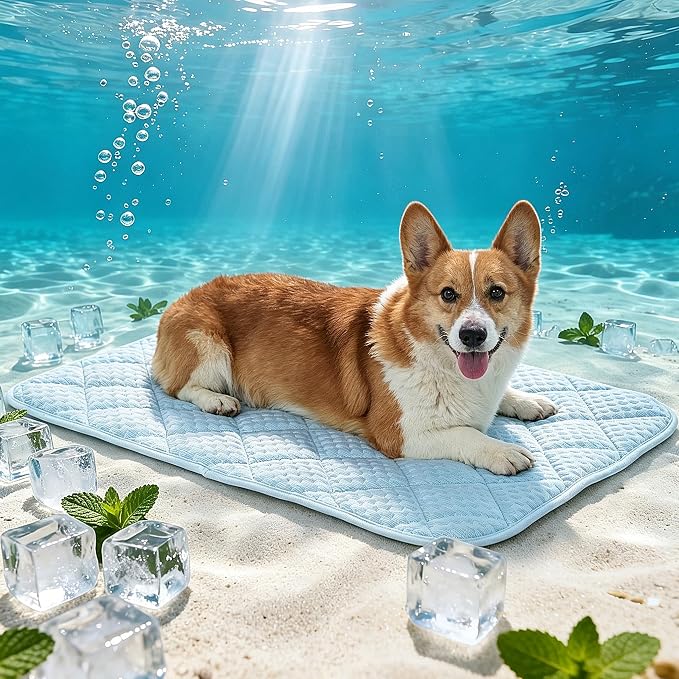 Cooling Mat for Dogs, 27.5"x 20" Thick & Durable Dog Cooling Mat, Q-MAX>0.45, Double-Sided Cooling Pet Pad for Cats, Portable & Washable Dog Cooling Mat for Crate, Couch & Car