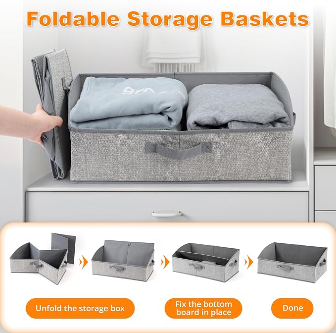 2 Pack Dog Toy Basket, Collapsible Dog Toy Bin with Handles, Gray | Large Capacity Trapezoid Toy Box for Living Room Area, Low Front for Short-Legged Dogs, Organize Pet Supplies & Home Storage