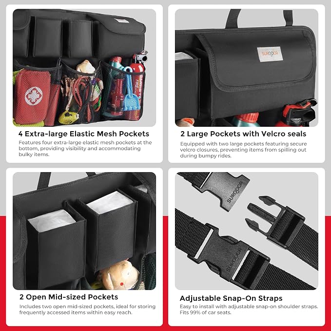 SURDOCA Car Trunk Organizer, LARGE CAPACITY Car Storage Bag with 8 Pockets, 7X Upgraded Trunk Storage Organizer for Car, SUV, Truck, MPV (Pack of 2)