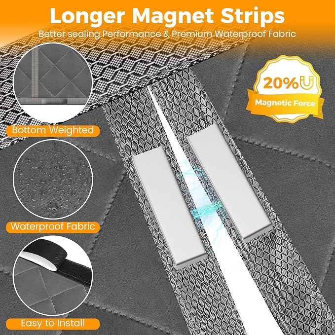 NABOWAN Magnetic Thermal Insulated Door Curtain for Winter - Fits Door Size 36" x 96", Keeps the Heat Inside the Area, Thicken Oxford Fabric & Multi-Layer Cotton, Screen Door Insulation Blanket Cover