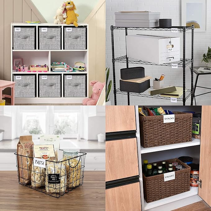50PCS Basket Bin Labels Clip On,ChanQnTon Clear Plastic Label Holders for Storage Bins, Wire Shelf Price Tags,Merchandise Display Signs,50PCS 6X4CM Paper Inserts Included.