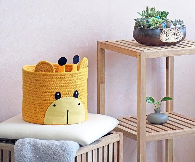 T&T Homewares Small Giraffe Baskets for Baby Diaper Organizer, Nursery Storage Room Decor, Kids Room Organizer, Cat Dog Toy Storage