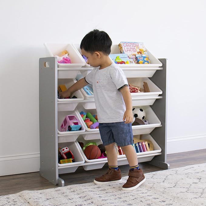Humble Crew Kids Toy Organizer with 12 Bins, 4 Tier Storage for Playroom