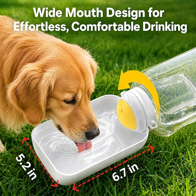 Dog Water Bottle with Food Container, 32oz Leak-Proof 3-in-1 Portable Dog Travel Water Bottle with 10oz Food Storage, Twist Dispensing Pet Water Dispenser for Walking Hiking Camping, White