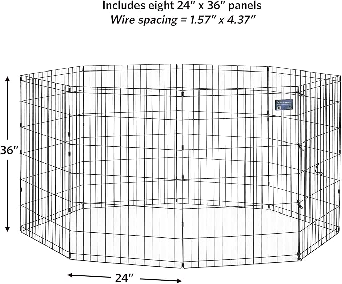 Midwest 36-Inch Exercise Pen, No Door, 16 Sq Ft Play Area | for Indoor and Outdoor Use, No Door Design for Maximum Security, Easy to Set Up, Foldable Playpen