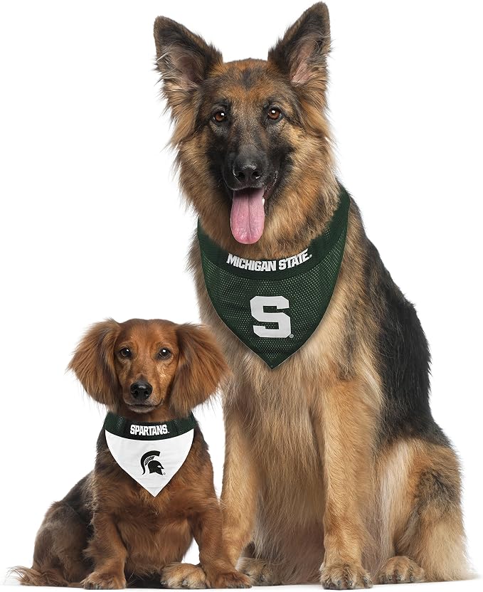 Pets First Collegiate Pet Accessories, Reversible Bandana, Michigan State Spartans, Small/Medium