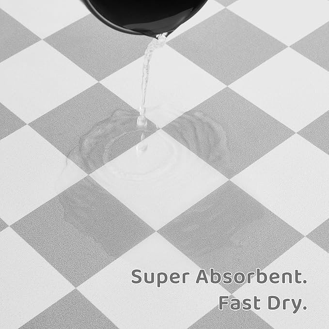 Ralxion Checkered Dog Feeding Mat, Absorbent Mats for Dog Food and Water Bowl, Dispenser, Retro Modern Aesthetic Preppy Grey Checkerboard Pet Placemat for Dogs, Cats, Puppy Accessories, 12" X19”