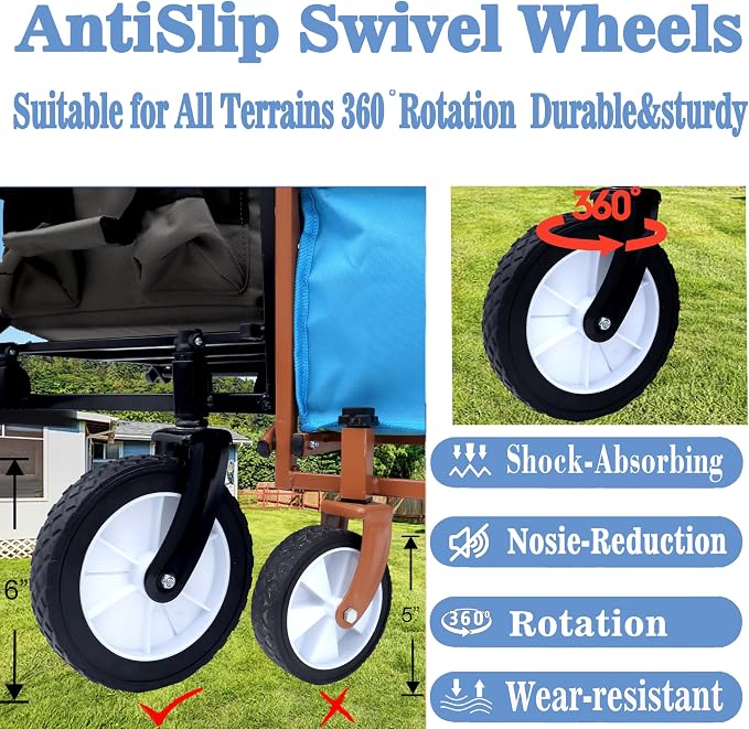 Collapsible Folding Outdoor Utility Wagon, Strap Collapsible Foldable Wagon Cart with Strapping System, Supports 225lbs (Purple)