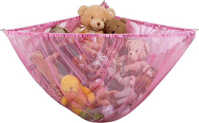Handy Laundry Jumbo Toy Hammock - Organize stuffed animals or children's toys Looks great with any décor while neatly organizing kid's toys and stuffed animals. Expands to 5.5 feet - Pink