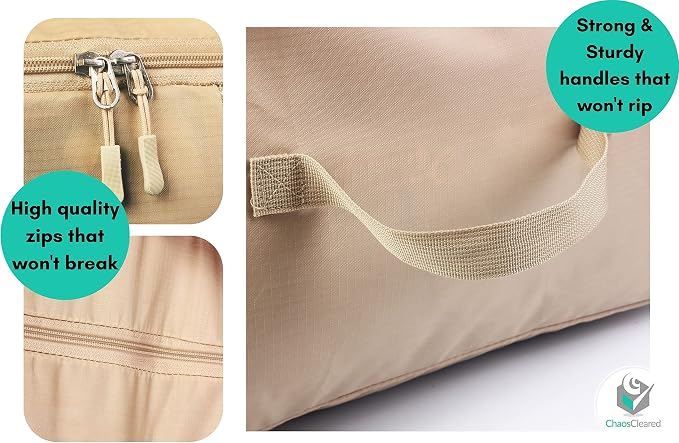 Comforter Storage Bag - Folding Organizer bag for King/Queen Comforters, Pillows, Blankets, Bedding/Quilt, Blanket, Duvet, Large Collapsible Organizers, 24"x14"x11" (Beige, 1-Pack)