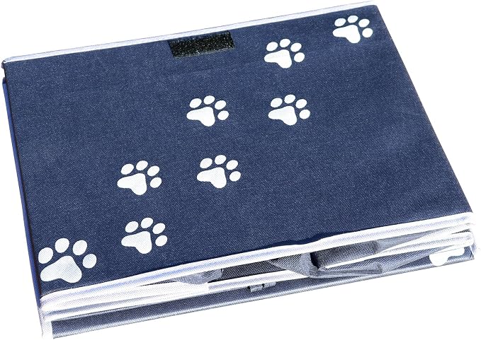 Large Dog Toys Storage Box 16" x 12" Pet Toy Storage Basket with Lid. Perfect Collapsible Canvas Bin for Cat Toys and Accessories Too! (Blue)