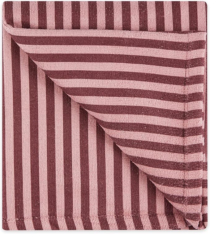 Bone Dry Pet Grooming Microfiber Towel, Striped Collection, X-Large, 41x23.5", Cranberry