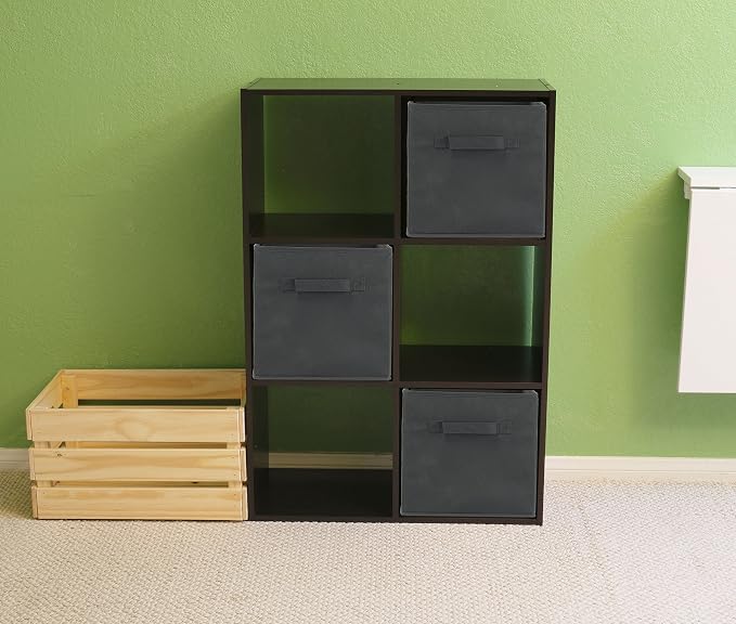 Simple Houseware 11-Inch Foldable Cube Storage Bins, Dark Gray, 6-Pack | Lightweight & Durable Structure Fabric Cubes Organizer for Closet or Shelves